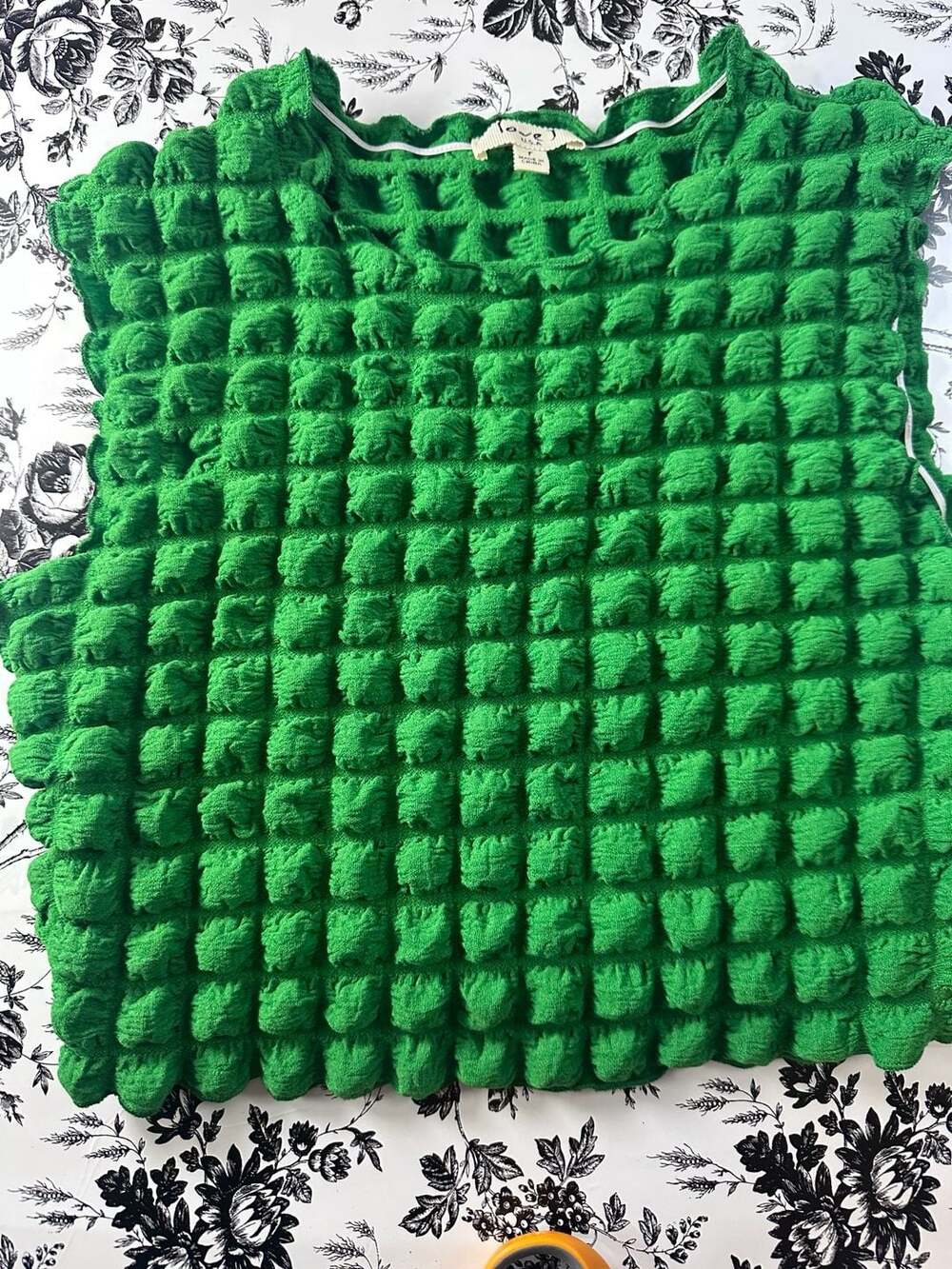 Love J U.S.A. Kelly Green Popcorn Texture Short Sleeve Top